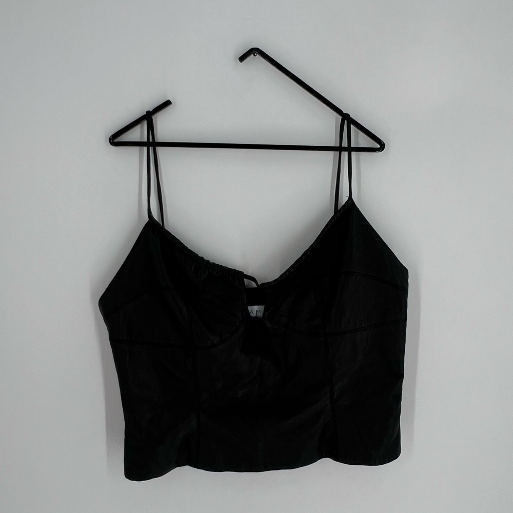 Aya Muse Pisa Faux Leather Black Top